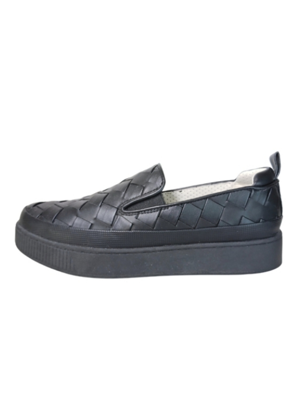 Franco Sarto Loafers Women's 6.5 Black Woven Platform Casual Pull-on Shoes